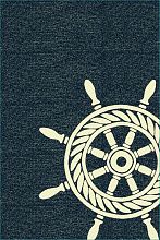 Пушистый круглый ковер Морской NAUTICAL WHEEL темно-синий